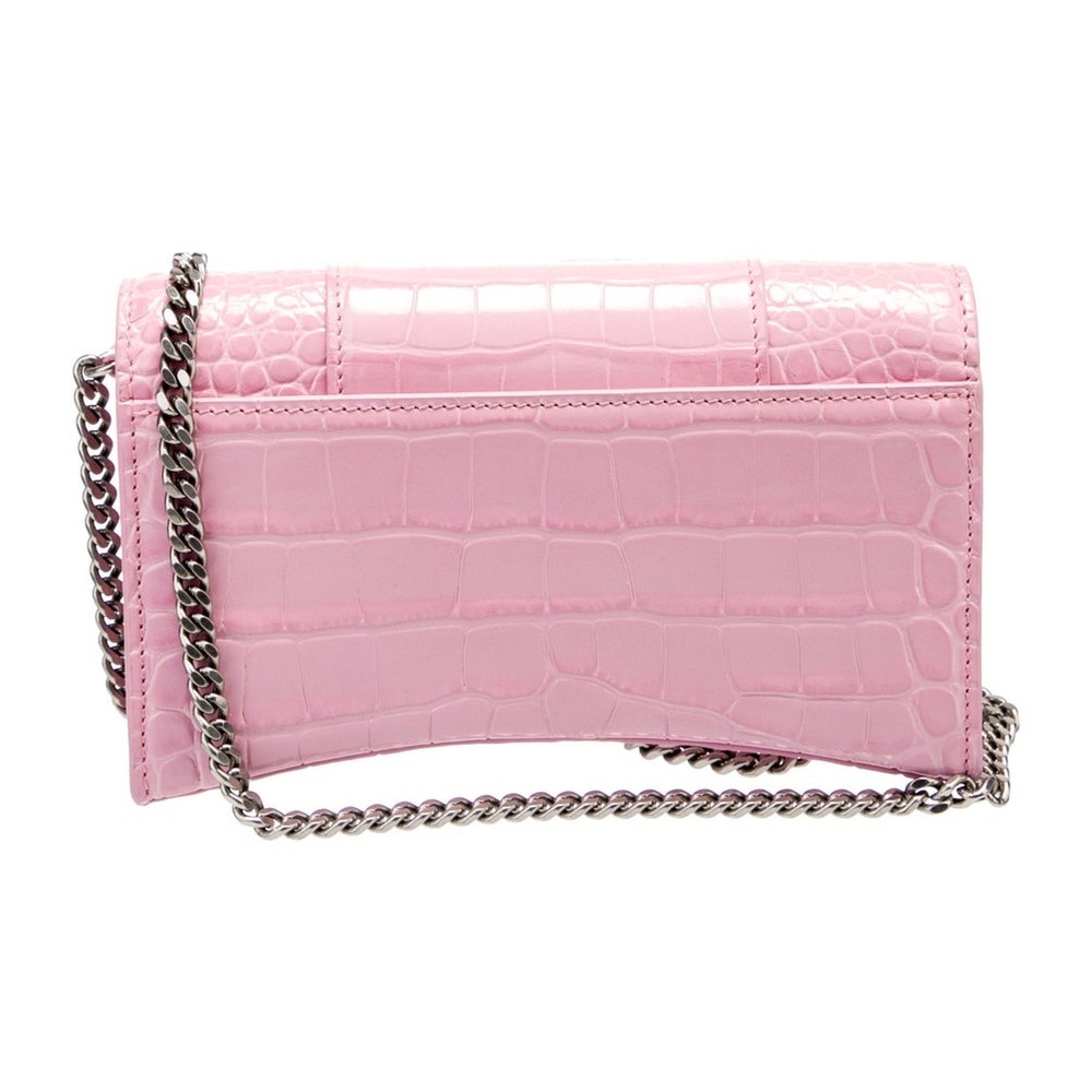 Balenciaga Pink Croc-Embossed Chain Bag - Picture 2 of 15